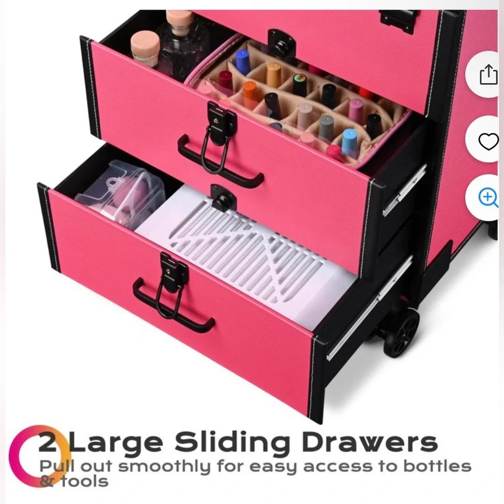 Pink Rolling Make-up Storage Trunk
